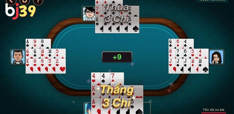 Trong game mậu binh bài sẽ được xếp thành 3 chi gồm 13 lá